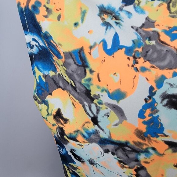 painted threads Open Cardigan Sleeveless Multicolor Watercolor Floral Polyester - Picture 3 of 7